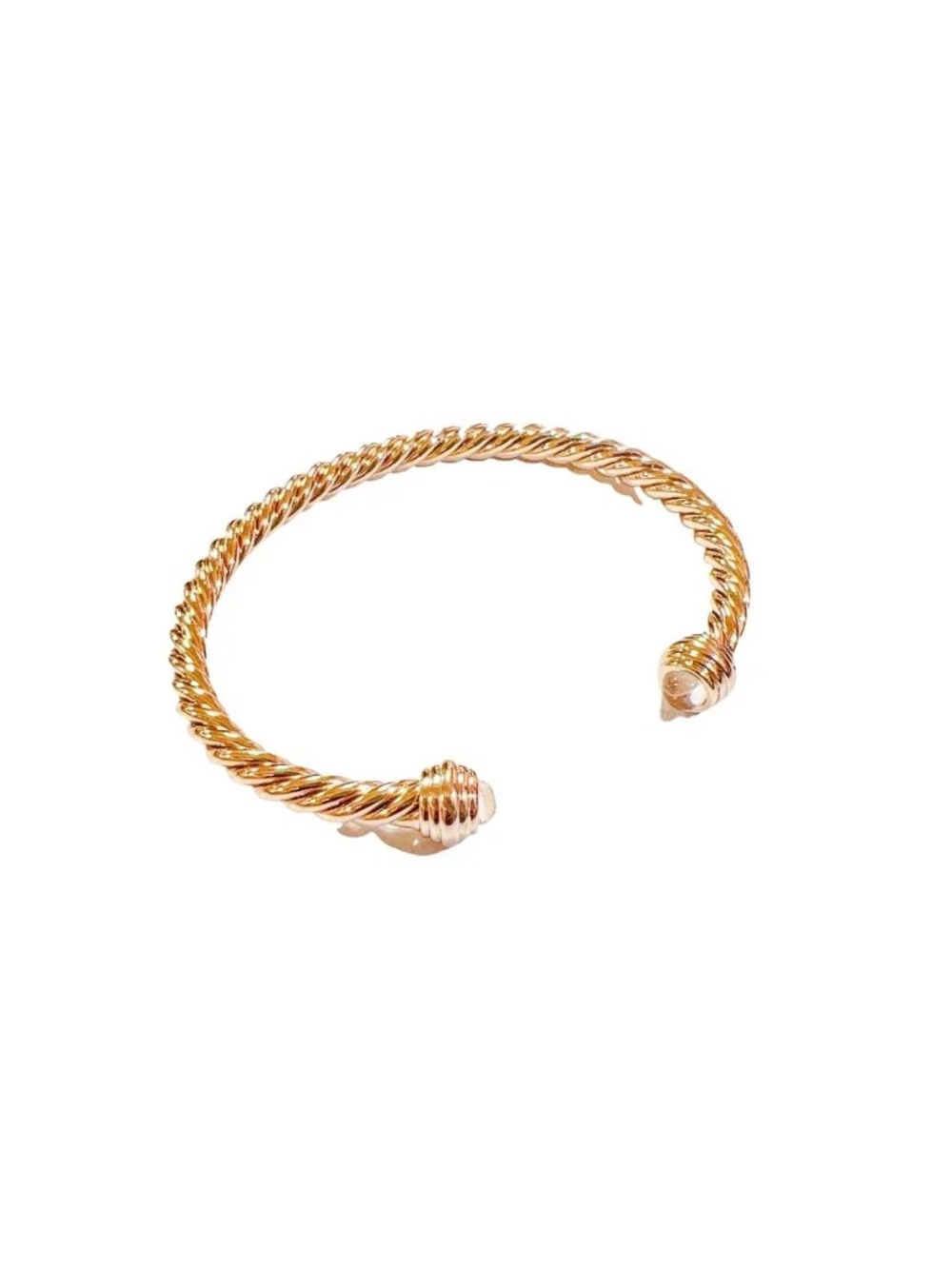 Gold-Tone Twisted Open Cuff Bracelet with Pearl Tips